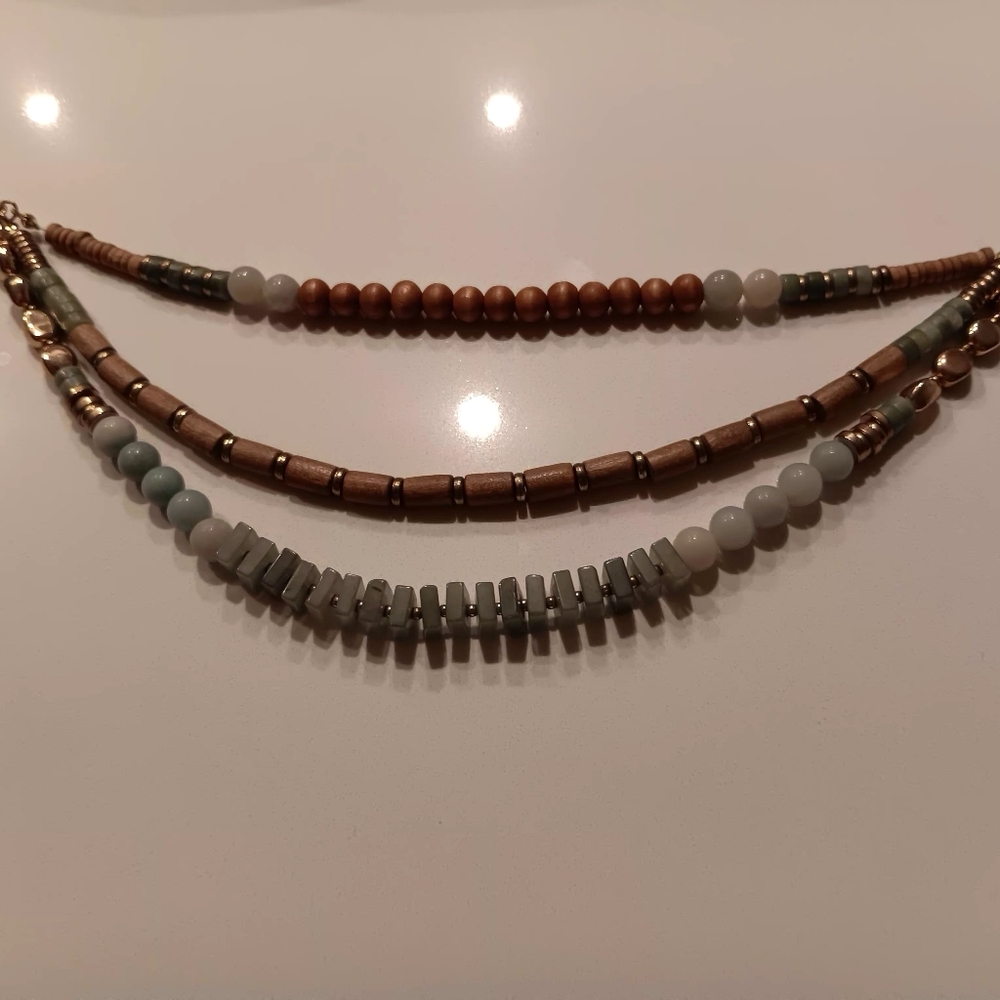 Chic Multi-Strand Beaded Necklace. 14 Inch.